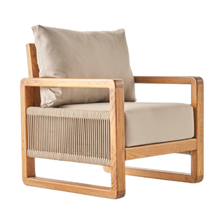 Oslo İkili Ahşap Koltuk - Masif Kestane, Minderli, İki Kişilik İç & Dış Mekan Koltuğu