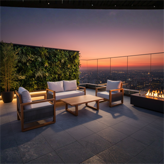 Oslo Ahşap Oturma Grubu - Masif Kestaneden 4 Kişilik İç & Dış Mekan Koltuk Takımı