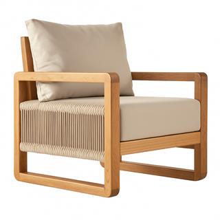 Oslo Tekli Ahşap Koltuk - Masif Kestane, Minderli, Tek Kişilik İç & Dış Mekan Koltuğu