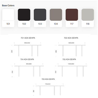 Papatya Ada Sehpa - Compact Tabla & Metal Ayak