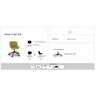 Papatya Globe-S Şef Soft Amortisörlü Ofis Sandalyesi | Kumaş Kaplama