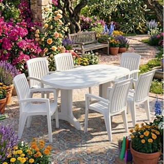 Papatya Laguna X Masa Sandalye Takımı - 6 Kişilik Bahçe Balkon Set