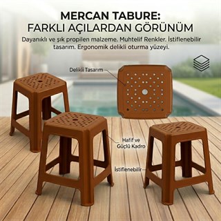 Papatya Mercan Plastik Tabure - Bahçe Balkon Taburesi