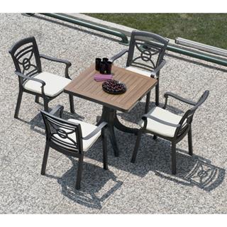 Papatya Pera Plastik Masa - 80x80 Kare Bahçe Balkon Masası