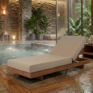 Paris Ahşap Şezlong İkili - Masif Kayından Bahçe, Plaj, Havuz Şezlongu - 5 Kademeli Yaslanma