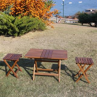 Paris Çay Set -2 Kişilik Katlanır Ahşap Tabure Takım, Ebat Seçimli
