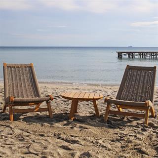 Tarabya Ahşap Bahçe Balkon Sehpası Yuvarlak -Kestane