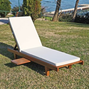 Riva Sehpalı Ahşap Şezlong -3 Kademeli Pozisyon, Minderli