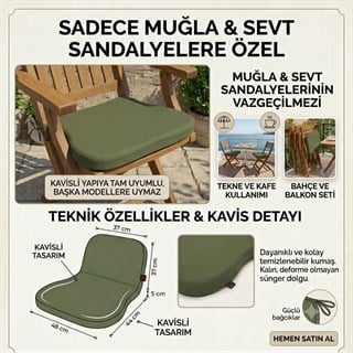 Sandalye Oturum Minderi 37-48x44x5 - Muğla, Sevt Uyumlu