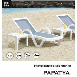 Papatya Suda Bahçe Balkon Şezlong Sehpası - 35x40 h:40 cm - Portatif Şezlong