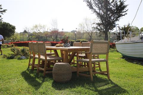 Taksim Ahşap Bahçe Takımı: 100x240 Masa + 8 Sandalye Set -Masif Kestane