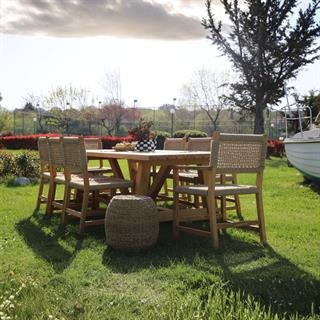 Taksim Ahşap Bahçe Takımı: 100x240 Masa + 8 Sandalye Set -Masif Kestane
