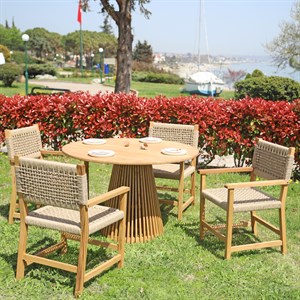 Taksim Ahşap Bahçe Balkon Sandalyesi -Kolçaklı, Kestane