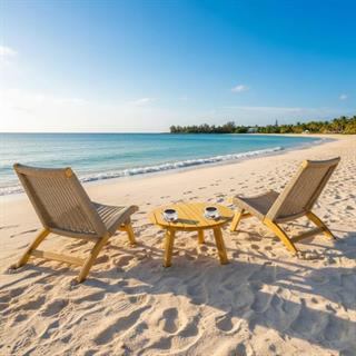 Tarabya Ahşap Bahçe Balkon Sehpası Yuvarlak -Kestane