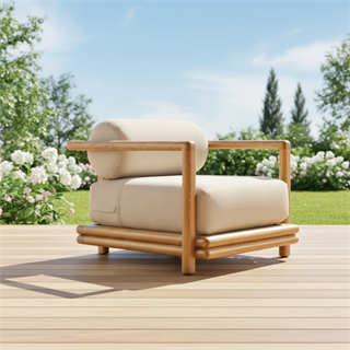 Tibet Üçlü Ahşap Koltuk - Masif Kayın, Minderli, Üç Kişilik İç & Dış Mekan Koltuğu