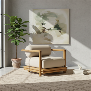 Tibet Üçlü Ahşap Koltuk - Masif Kayın, Minderli, Üç Kişilik İç & Dış Mekan Koltuğu