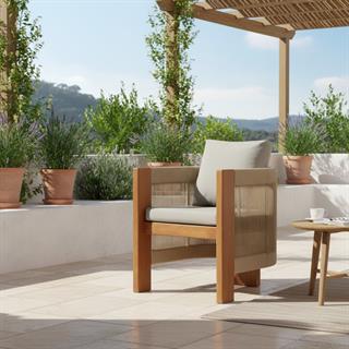 Tokyo Ahşap Bahçe Balkon Sandalyesi -Kolçaklı - Masif Kestane