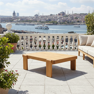 Tokyo Orta Sehpa - Masif Ahşap Kestane Bahçe Balkon Sehpası