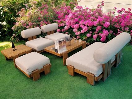 Tokyo Yan Sehpa - Masif Ahşap Kestane Bahçe Balkon Sehpası