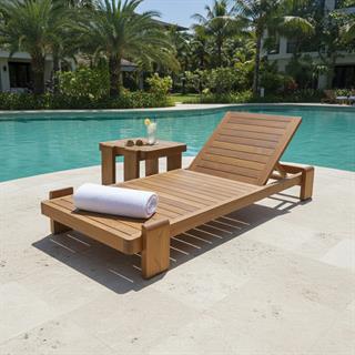 Tokyo Ahşap Şezlong - 5 Kademeli Sırt Pozisyonu, Masif Kestane Havuz & Plaj Şezlongu