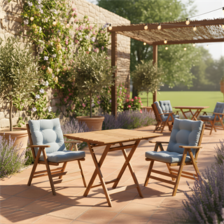 Ürgüp Ahşap Masa Sandalye Takımları - 2 Kişilik Minderli Katlanır Bahçe Balkon Set