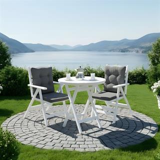 Ürgüp Ahşap Masa Sandalye Takımları -2 Kişilik Katlanır Bahçe Balkon Yuvarlak Set, Beyaz