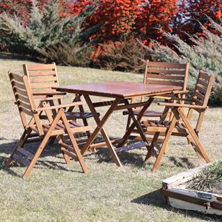 Ürgüp Ahşap Masa Sandalye Takımları -4 Kişilik Katlanır Bahçe Balkon Set