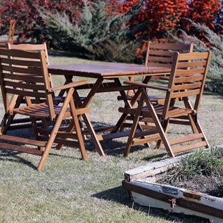 Ürgüp Ahşap Masa Sandalye Takımları -4 Kişilik Katlanır Bahçe Balkon Set