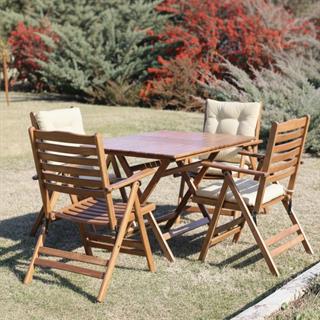 Ürgüp Ahşap Masa Sandalye Takımları - 4 & 6 Kişilik Minderli Katlanır Bahçe Balkon Set