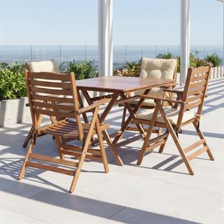Ürgüp Ahşap Masa Sandalye Takımları - 4 & 6 Kişilik Minderli Katlanır Bahçe Balkon Set