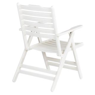 Ürgüp Ahşap Sandalye - Beyaz Renk, Kolçaklı, Minderli, 4 Kademeli Yaslanma Bahçe Balkon Sandalyesi