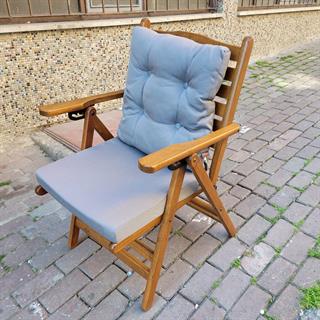 Ürgüp Katlanır Ahşap Sandalye Minderli - Balkon, Teras, Bahçe Sandalyesi