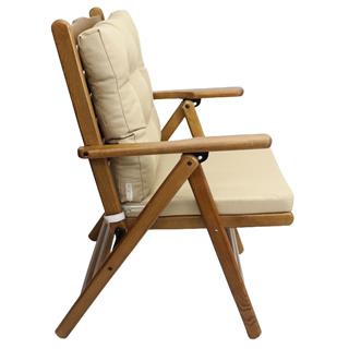 Ürgüp Katlanır Ahşap Sandalye Minderli - Balkon, Teras, Bahçe Sandalyesi