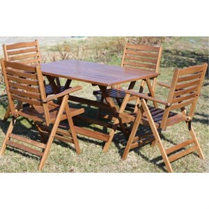 Ürgüp Lüks Ahşap Masa Sandalye Takımları-4 Kişilik Katlanır Bahçe Balkon Set