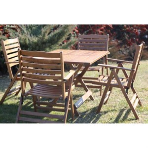 Ürgüp Lüks Ahşap Masa Sandalye Takımları-4 Kişilik Katlanır Bahçe Balkon Set