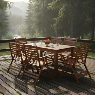 Ürgüp S Ahşap Masa Sandalye Takımları - 4 & 6 Kişilik Bahçe Balkon Set