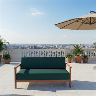 Üsküdar Minderli Üçlü Ahşap Bahçe Balkon Koltuk -Masif Kestane