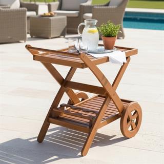 Wine Cart - Ahşap Servis Sunum Arabası