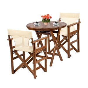 Yönetmen Ahşap Masa Sandalye Takımları -2 Kişilik Katlanır Bahçe Balkon Yuvarlak Set