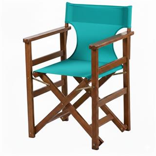Yönetmen Katlanır Ahşap Bahçe Balkon Sandalyesi -Kolçaklı, PVC Kumaşlı