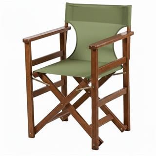 Yönetmen Katlanır Ahşap Bahçe Balkon Sandalyesi -Kolçaklı, PVC Kumaşlı