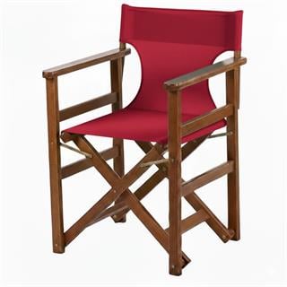 Yönetmen Katlanır Ahşap Bahçe Balkon Sandalyesi -Kolçaklı, PVC Kumaşlı