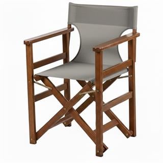 Yönetmen Katlanır Ahşap Bahçe Balkon Sandalyesi -Kolçaklı, PVC Kumaşlı