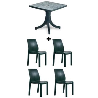 Yummy 80x80 Masa Sandalye Takımı - 4 Kişilik Plastik Bahçe Balkon Teras Set