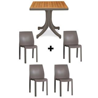 Yummy 80x80 Masa Sandalye Takımı - 4 Kişilik Plastik Bahçe Balkon Teras Set
