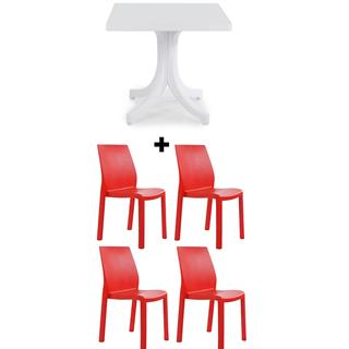 Yummy 80x80 Masa Sandalye Takımı - 4 Kişilik Plastik Bahçe Balkon Teras Set