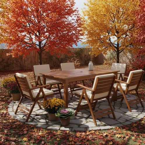 Antalya Ahşap Masa Sandalye Takımları - Düz Minderli 4 ve 6 Kişilik Bahçe Balkon Set