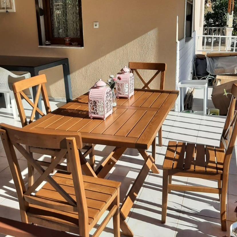 Çeşme Ahşap Masa Sandalye Takımları -4 Kişilik Bahçe Balkon Set