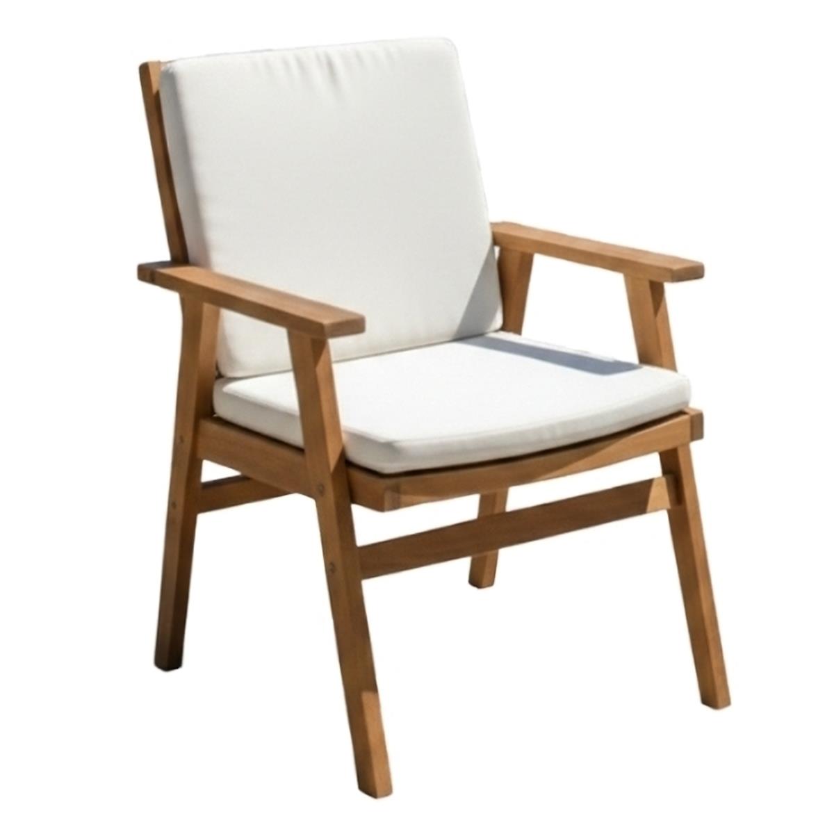 Heybeli Ahşap Bahçe Balkon Sandalyesi - Düz Minderli, Kolçaklı Sandalye -Boss Chair