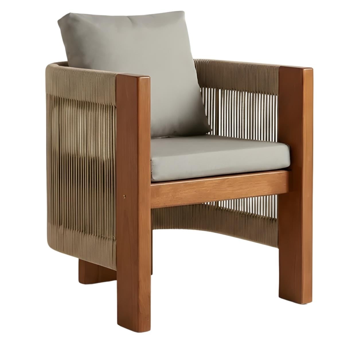 Tokyo Ahşap Bahçe Balkon Sandalyesi -Kolçaklı - Masif Kestane